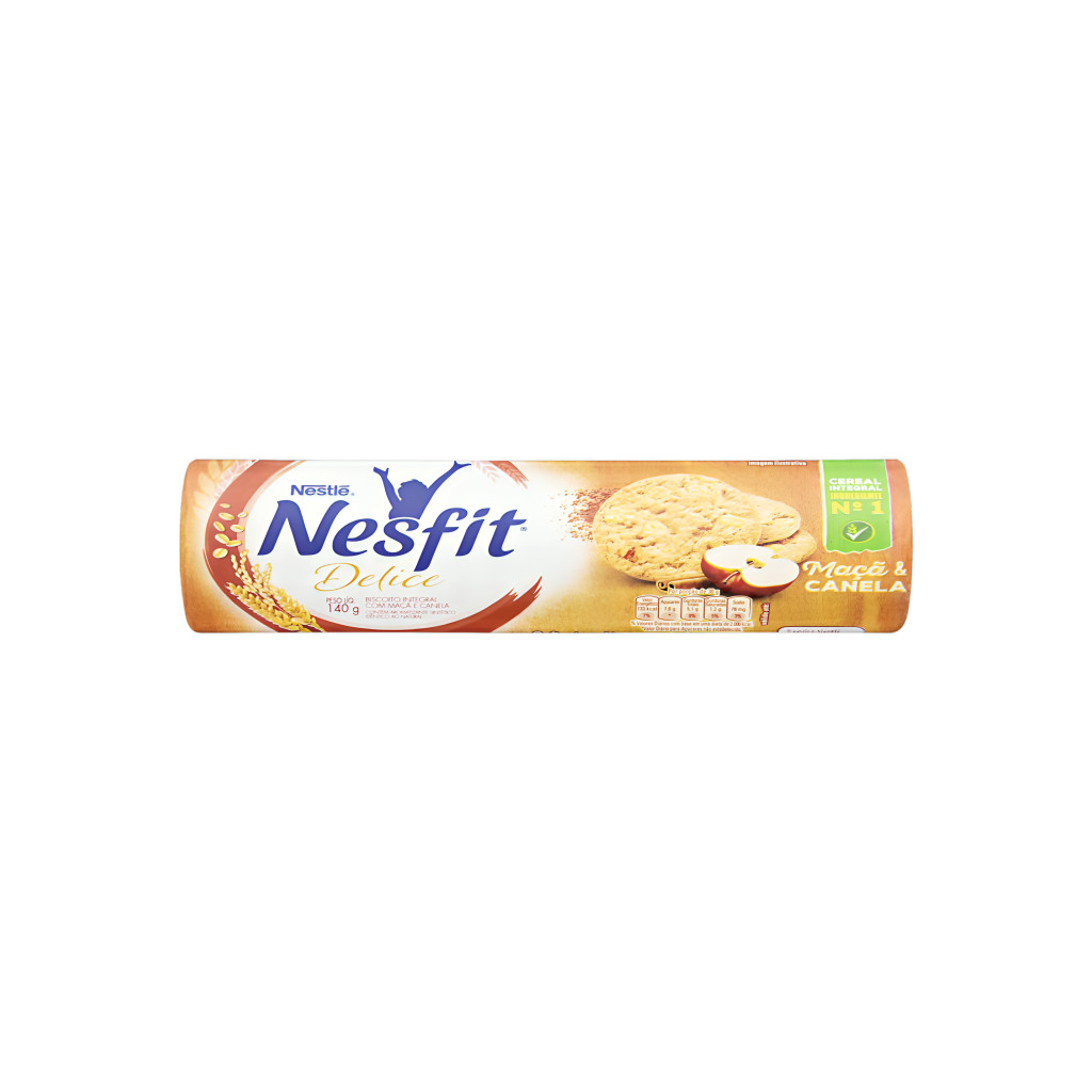 Biscoito Integral Sabor Maçã & Canela Nesfit Delice - Pacote 140g 🍏🍪