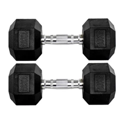 Par Halteres 10kg + 10kg Dumbbell Sextavado Emborrachado Pegada Cromada Gallant (GDB10F3B-PT)