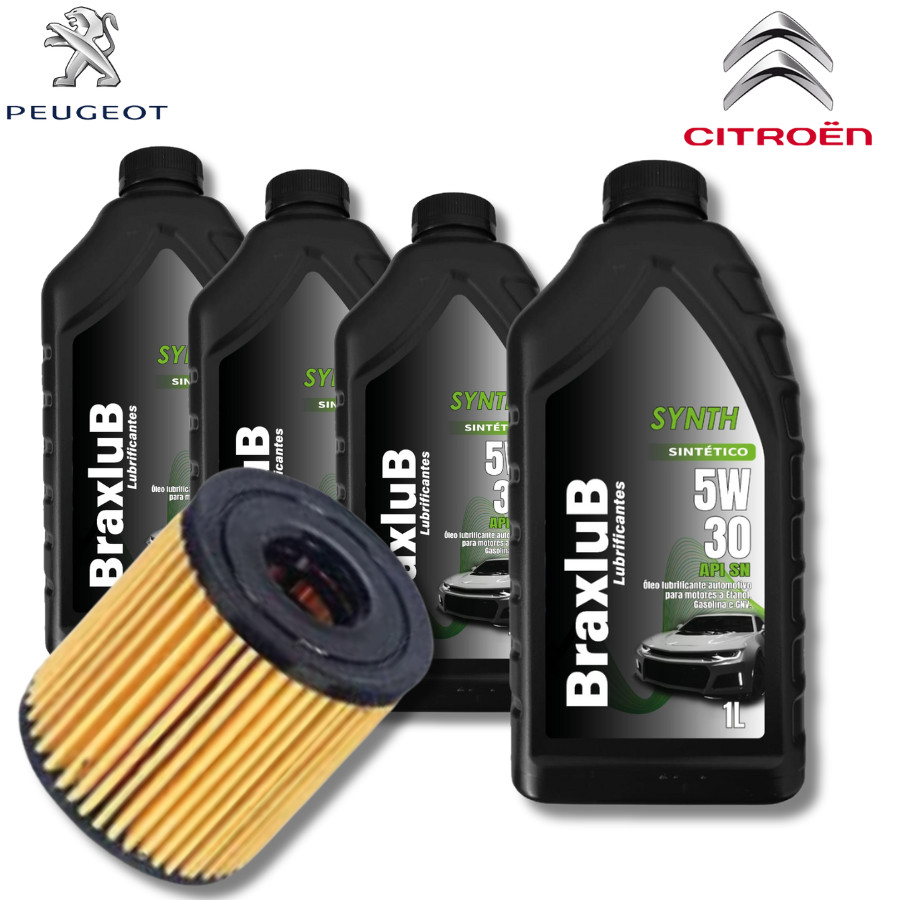 KIT REVISÃO 5w30 BRAXLUB + FILTRO TOE1730 (PEUGEOT / CITROEN)