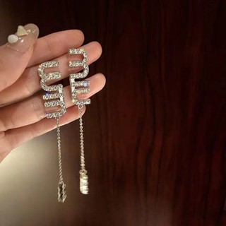 Brincos Tassel Influenciador Feminino Miu- Carta De Diamante Completa Classe Retro Cristal