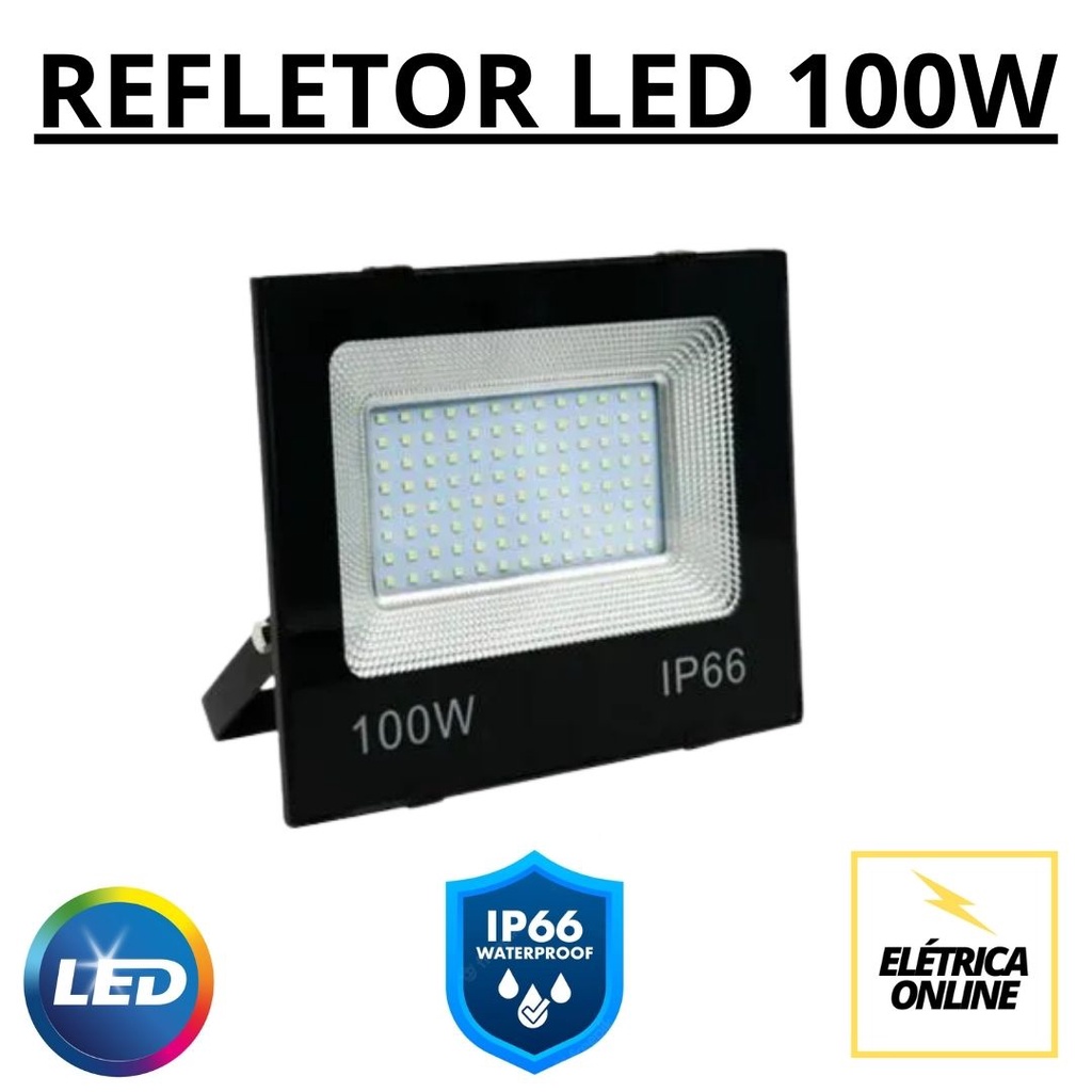 Refletor LED Projetor 100w IP66 Branco Frio 6500K