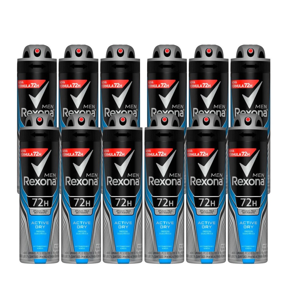 Kit Desodorante Aerosol Rexona Active Dry 150ml - 12 Unidades em Oferta na Shopee