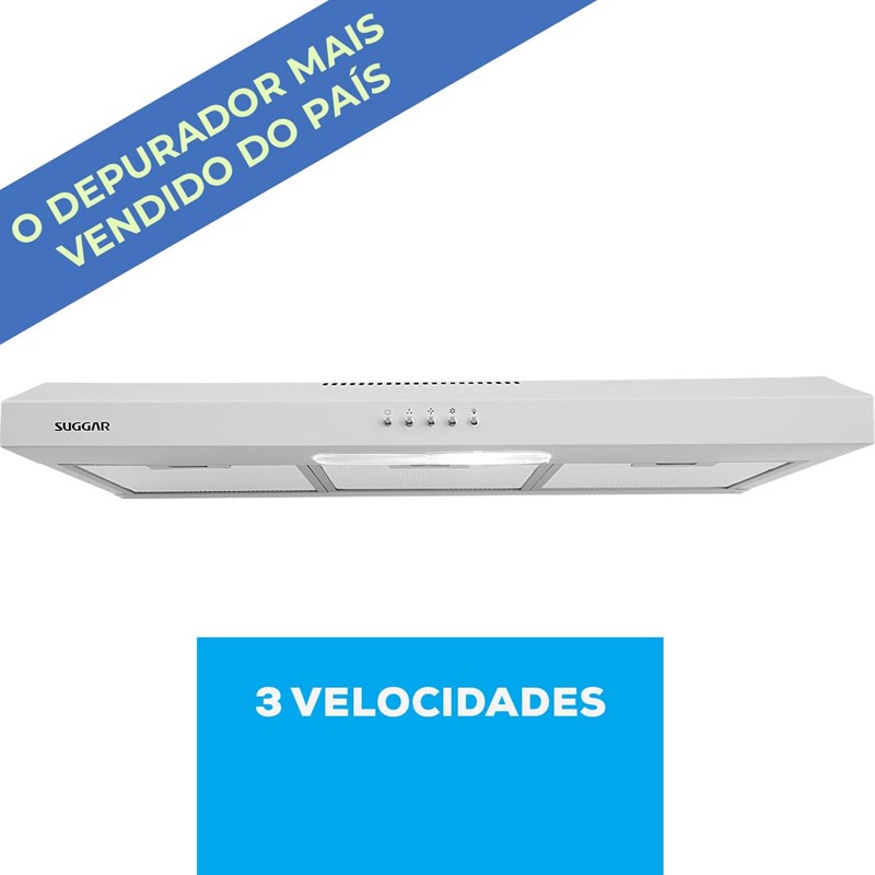 Imagem Depurador e Exaustor de ar Slim 80 Cm BrancoSuggar