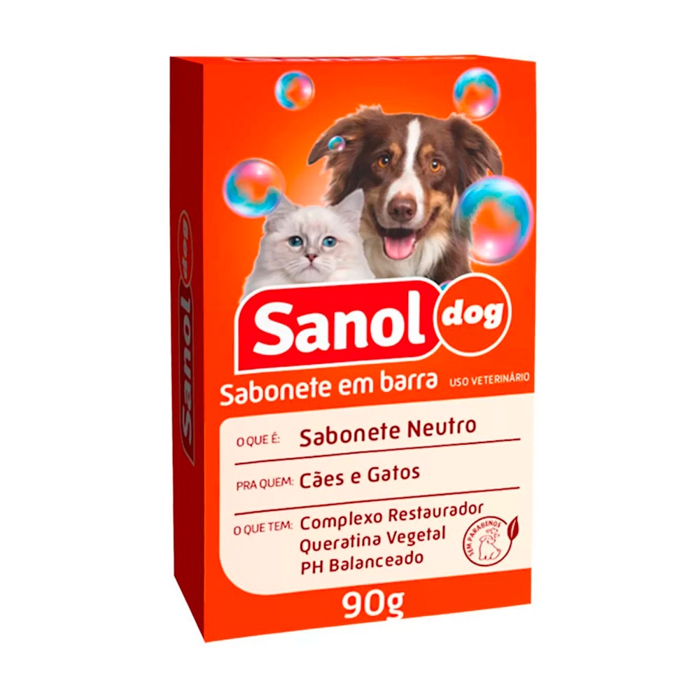 Sabonete Sanol Dog Neutro Para Cães e Gatos 90g em Oferta na Shopee