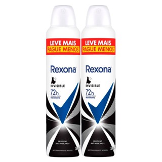 Kit 2 Desodorante Antitranspirante Aerosol Feminino Rexona Invisible 72 horas 250ml Leve Mais Pague Menos