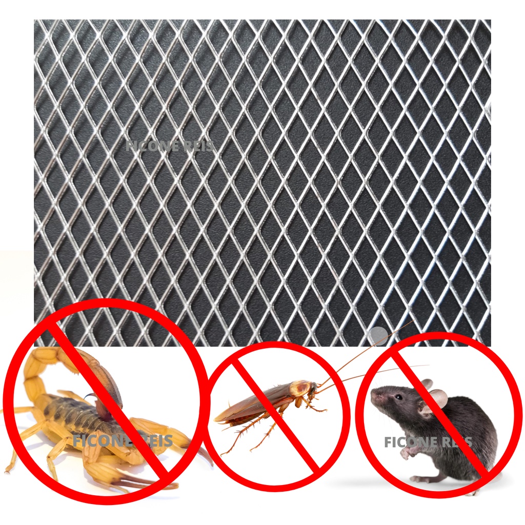 Tela Alumínio 30cm x 100cm Anti Escorpião, Barata e Rato para Ralo, Máquina e Fogão