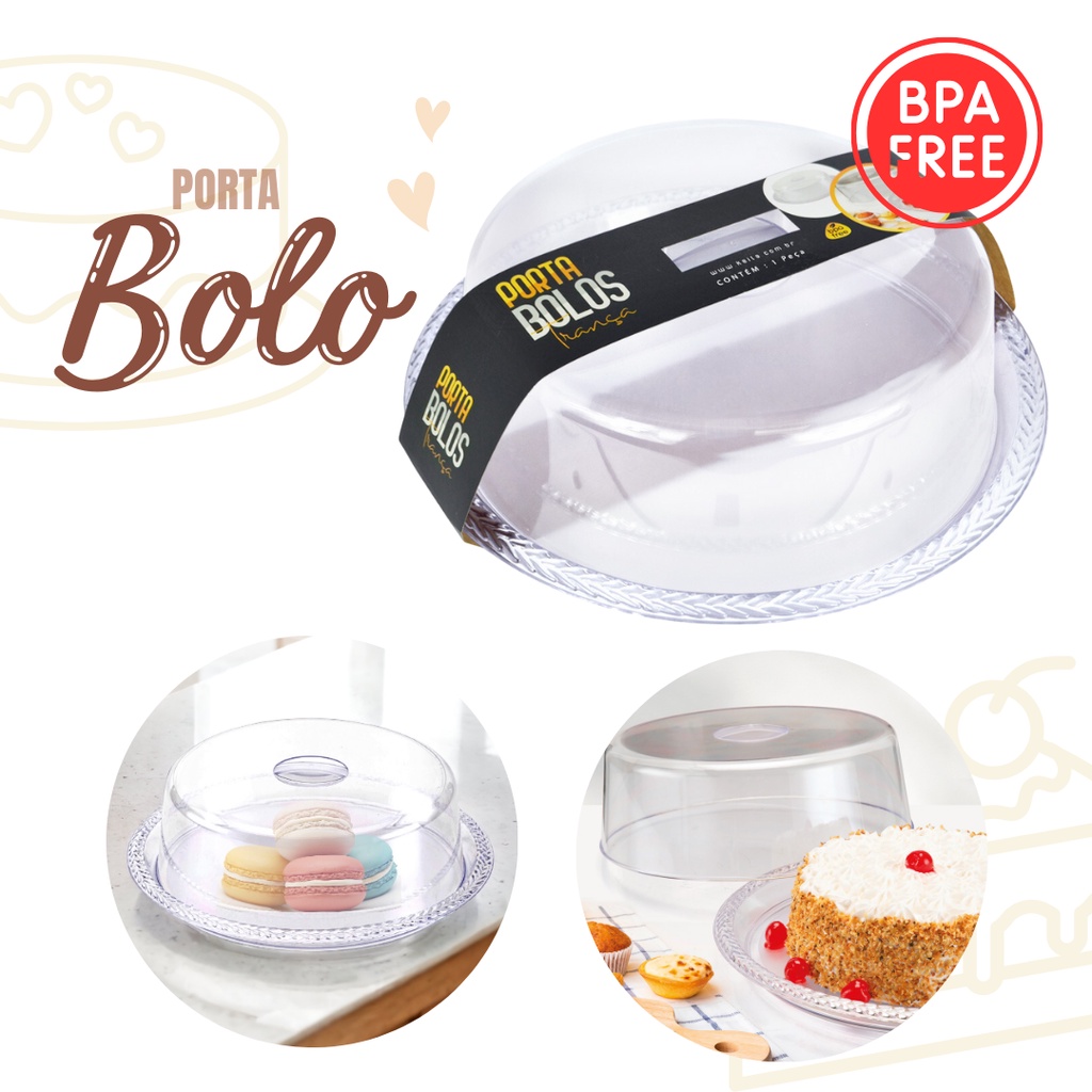 Porta Bolos Boleira Com Tampa de Acrílico Transparente Elegante Organizador de Mesa