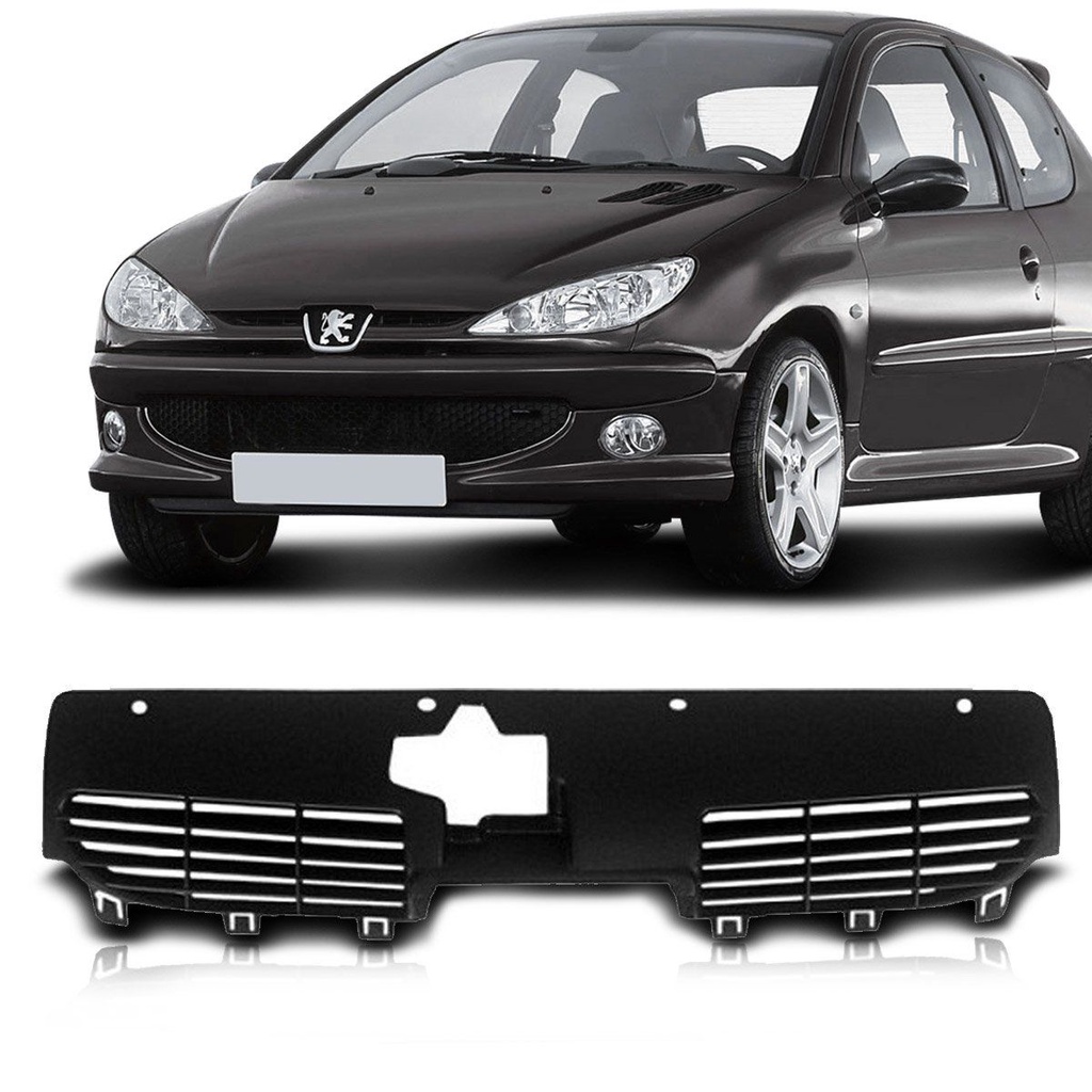 Grade Dianteira Peugeot 206 2000 2001 2002 2003 2004 2005 2006 2007 2008 2009 2010 2011 Preta - Spare Parts and Accessories for Vehicles