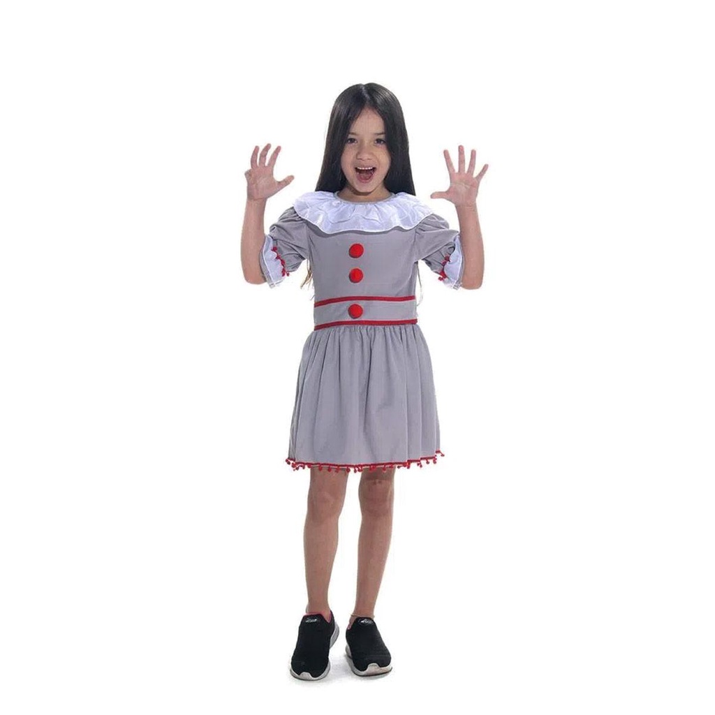 Fantasia de Halloween Infantil Palhaça It A Coisa do Mal