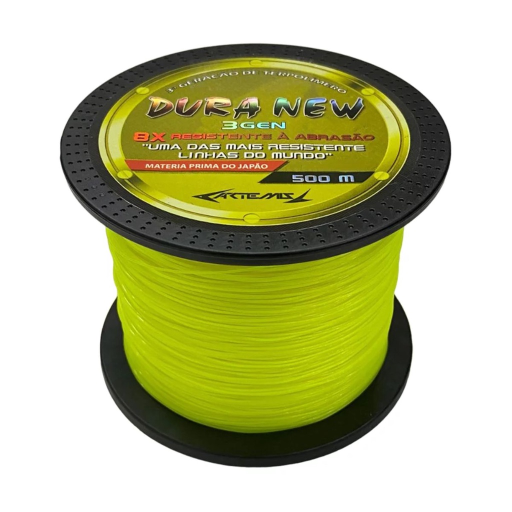 Linha Para Pesca Pescaria Monofilamento Artemis Dura New 0,22mm 13lb-6,33kg Carretel C/ 500m Cor Amarelo