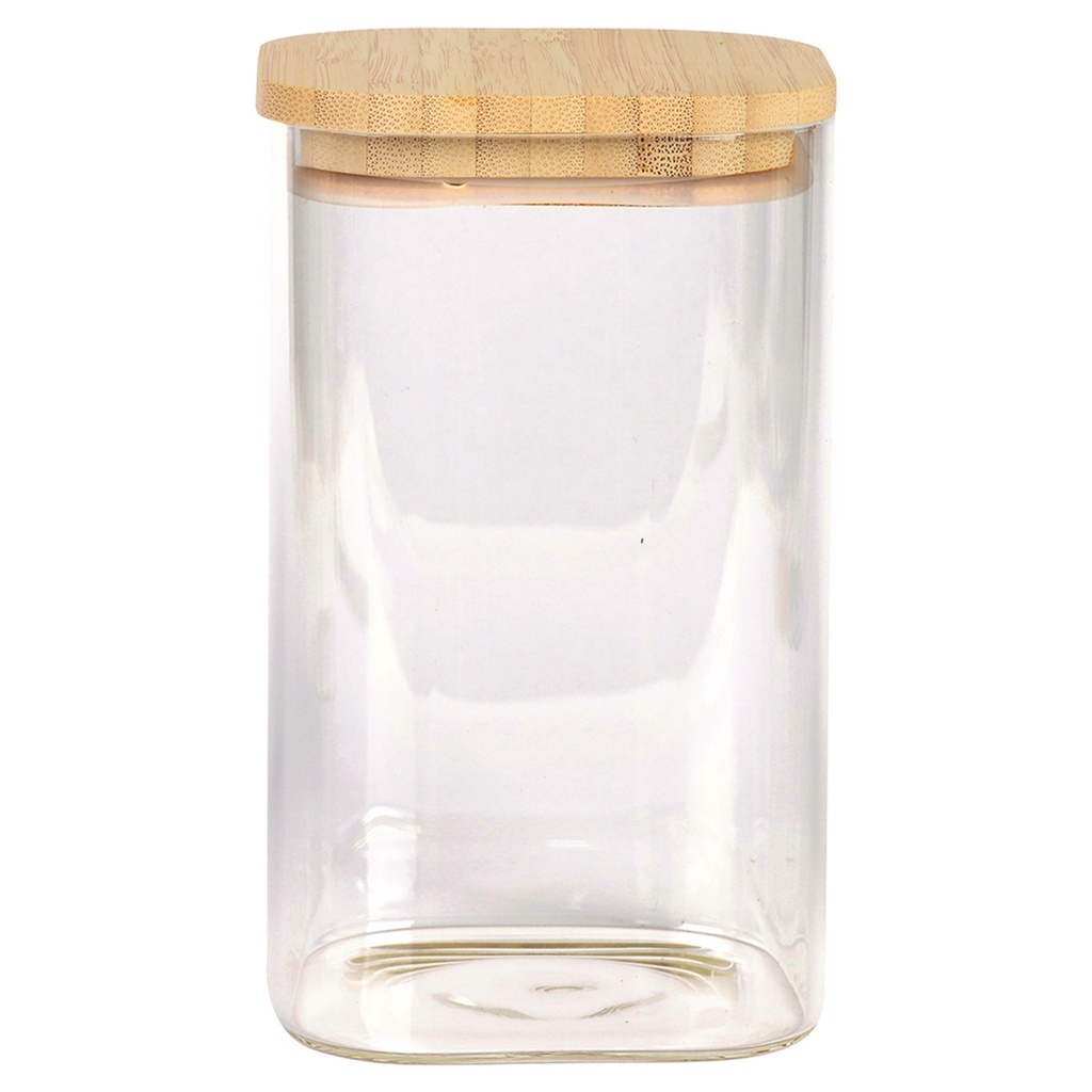 Porta Mantimento Pote Hermético 1,1L de Vidro Transparente com Tampa de Bambu Cozinha
