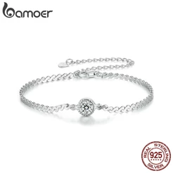 Pulseira Bamoer 925 Sterling Sliver Bracelet 0.5CT Jóias Moissanitas Espumantes Para Mulheres