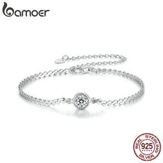 Pulseira Bamoer 925 Sterling Sliver Bracelet 0.5CT Jóias Moissanitas Espumantes Para Mulheres