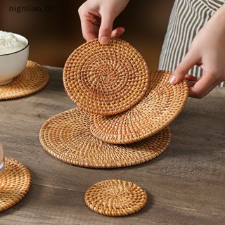 nignliao Round Rattan Placemats De Milho Tecelagem De Mesa De Fardos Almofada Redonda Bases Para Copos De Isolamento De Palha BR