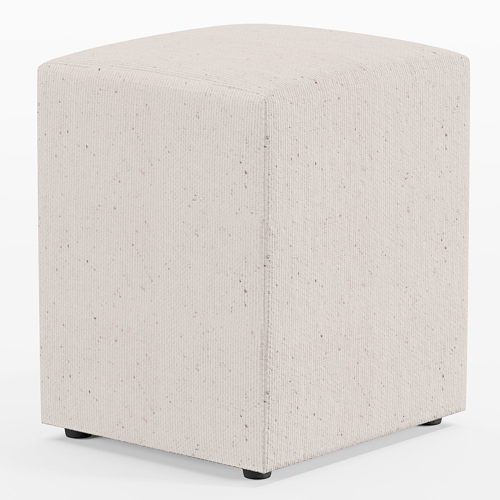 Puff Quadrado Decorativo L02 Sala de Estar Linho Cru - Lyam Decor