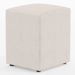 Puff Quadrado Decorativo L02 Sala de Estar Linho Cru - Lyam Decor