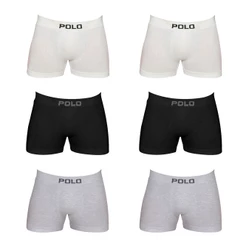 Kit Com 6 Cuecas Boxer Polo 781 Algodão Sortido