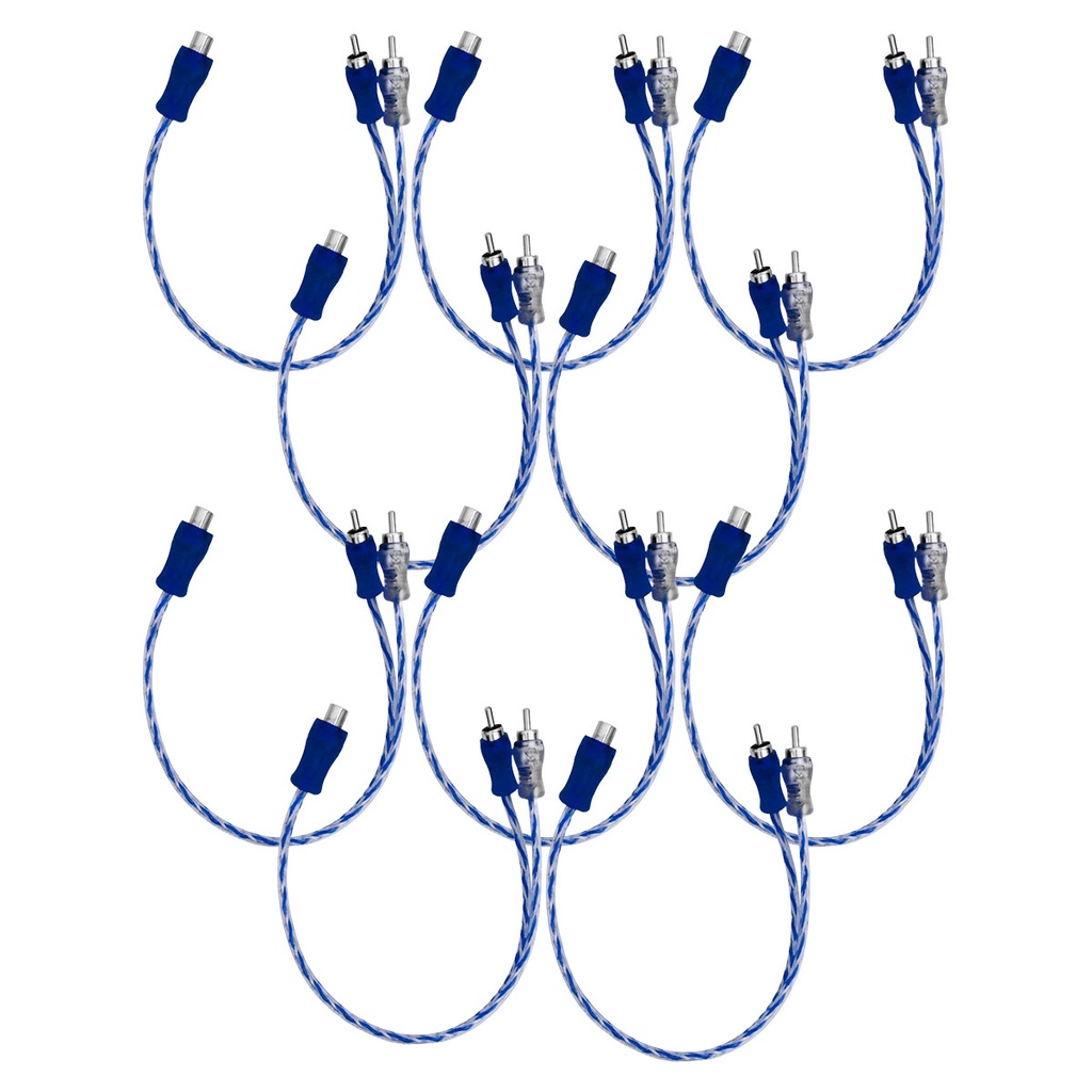 10x Cabo Y Para Som Automotivo Injetado Azul/Prata Transparente 4mm 1 Femea e 2 Machos Marca Svart em Oferta na Shopee