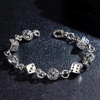 Pulseira de flor esculpida elegante, cruz de dados personalizada, estilo punk moderno, pulseira de casal retro em Oferta na Shopee