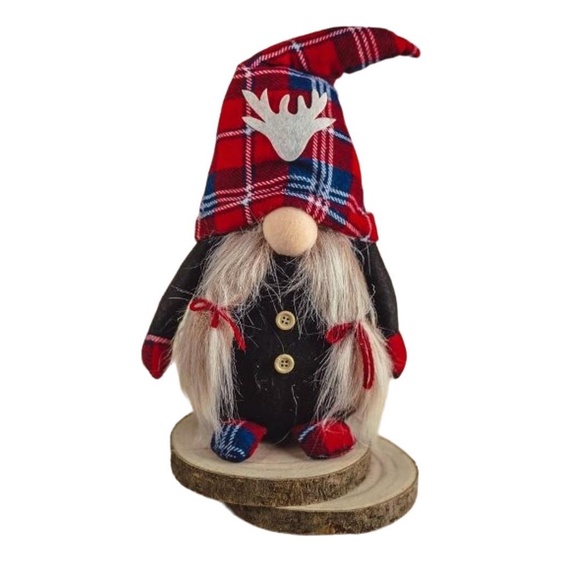 Enfeite Boneco de Natal Mamãe Noel Xadrez Decoração Natalina luz Led Boneca Pelúcia