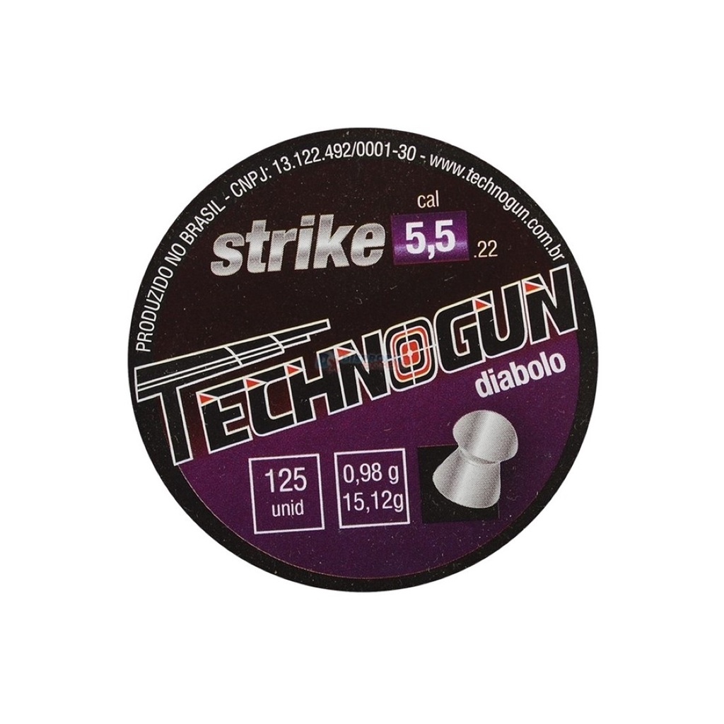 Chumbinho Technogun Strike 5.5mm 125un. - Sports & Outdoors