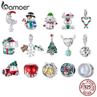 Bamoer Charms 925 Silver New Christmas Snowman Tree Elk Pattern Bead Para Colar Pulseira De Bricolage