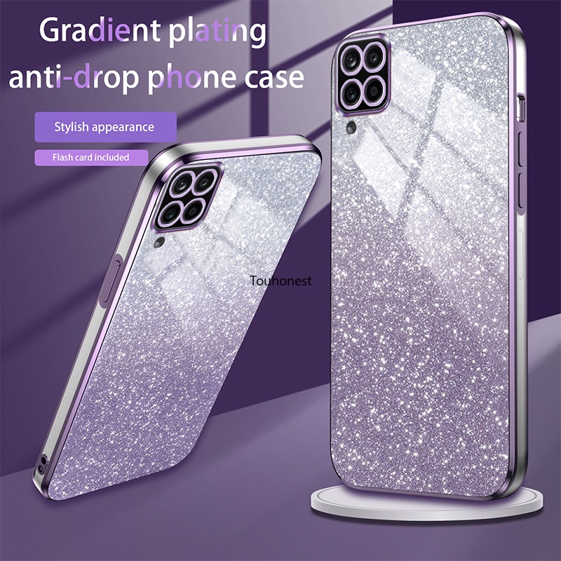 Caixa Para Capinha Samsung Galaxy A12 A22 S22 Ultra S20 FE M12 M32 M22 F22 Glitter Transparente Brilhante Telefone KZ em Oferta na Shopee