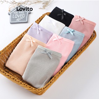 Lovito Casual Calcinha Feminina Lisa com Laço LNA27226 (Cáqui Claro/Cinza/Rosé/Rosa/Azul/Preto)