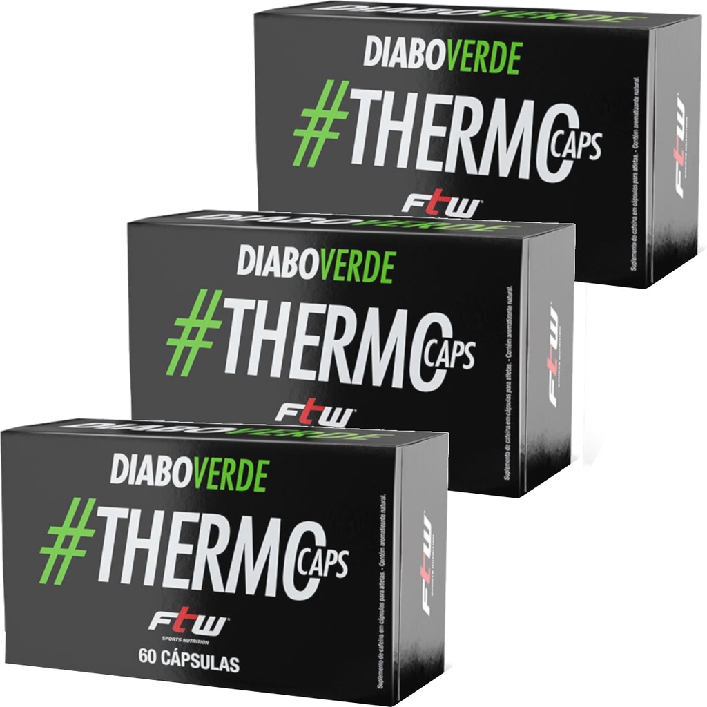 Kit 3x Diabo Verde Pré Treino Thermo Caps 60 cápsulas - FTW