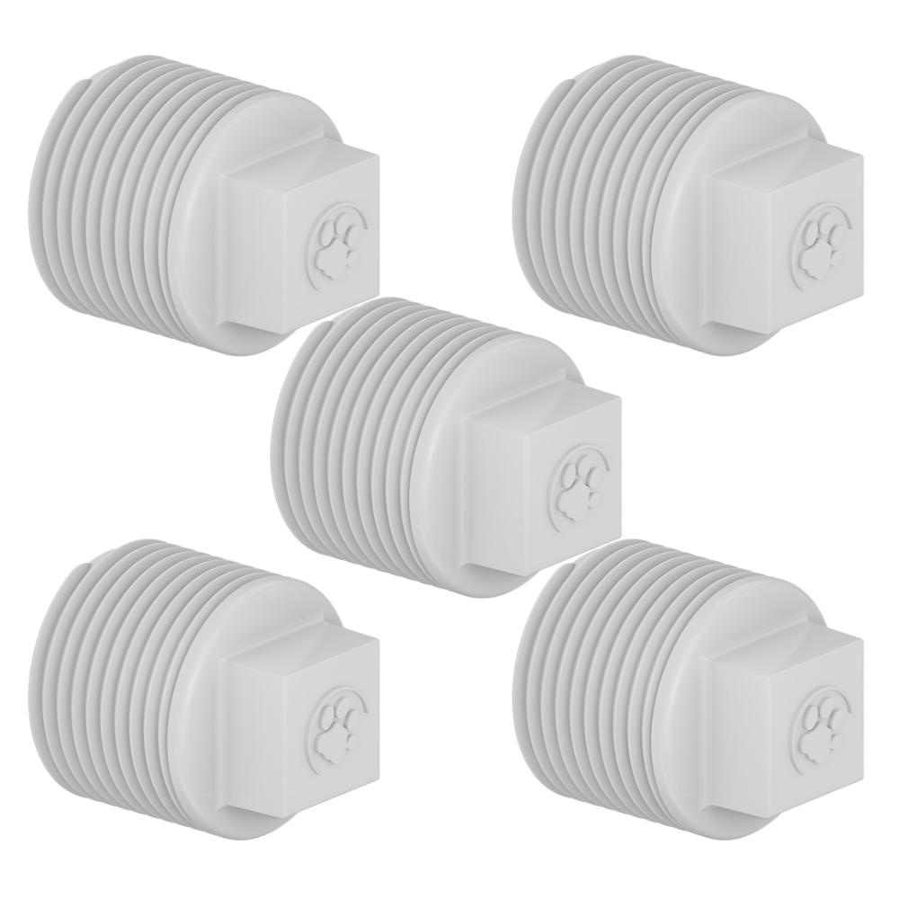Kit 5 Plug Tampão Roscável Rosca Macho Conexão PVC Branco Canos Água Fria De 1” Polegada 32mm Tigre
