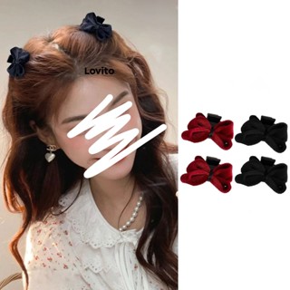 Lovito Grampos De Cabelo De Veludo Com Laço Borboleta Romântico Para Mulheres LFA08199 (Vermelho Preto)