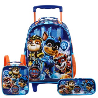 Kit Escolar Mochila Rodas Lancheira Estojo Patrulha Canina