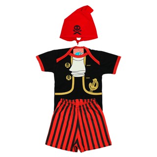 Body Bebê Fantasia Pirata + Short + Lenço Bandana