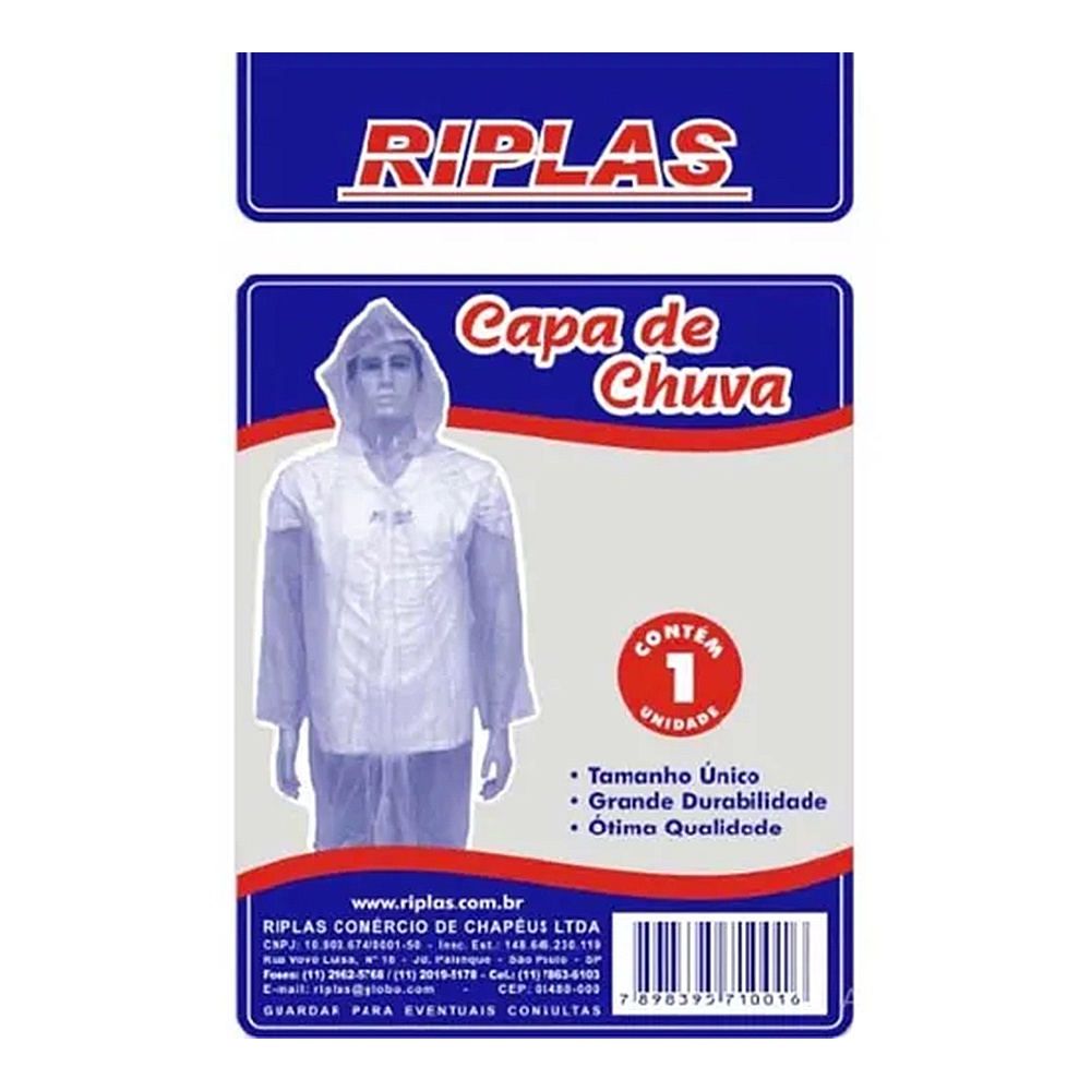 Capa de Chuva Descartável de Plástico 1pç
