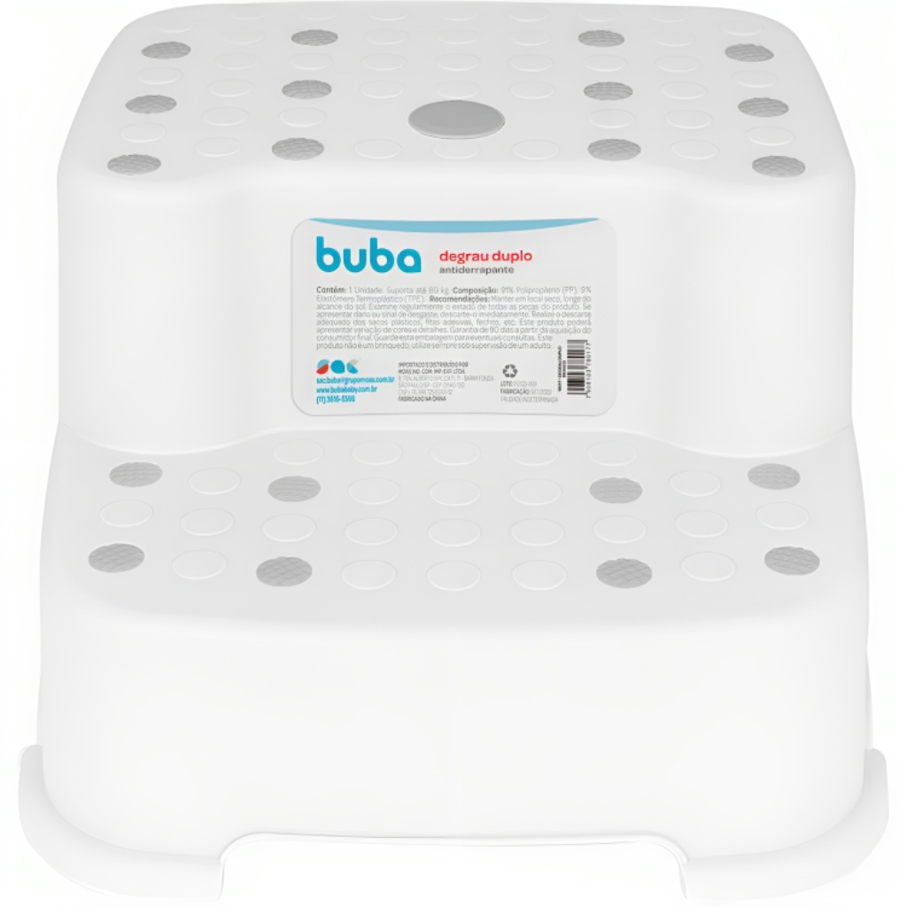 Degrau Duplo Branco Bebe Infantil Antiderrapante 18018 Buba - Mom & Baby