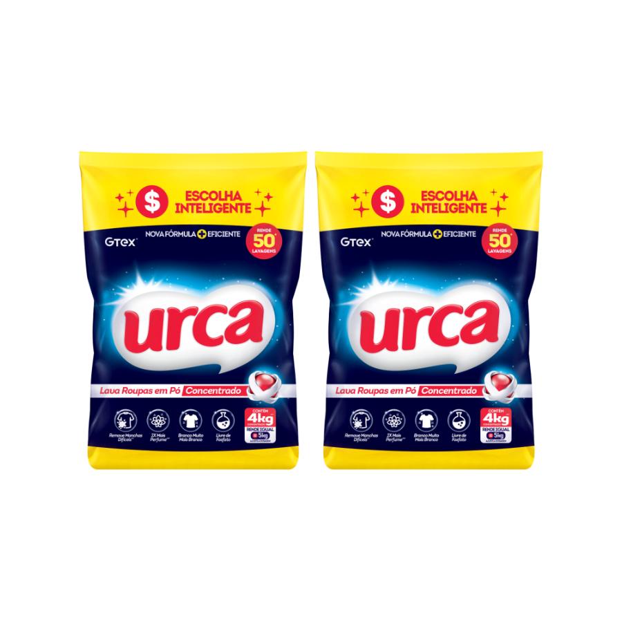 Kit 2 Lava Roupas Pó Urca Concentrado Sache 4KG - Home & Living