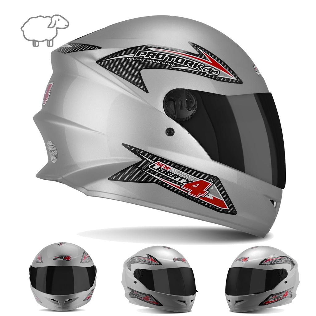 Capacete Fechado Pro Tork New Liberty Four 4 Feminino Masculino com Viseira Fumê ou Cristal