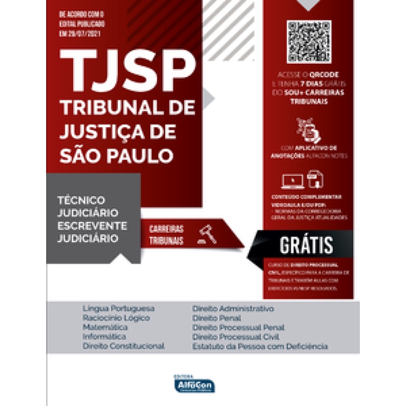 ESCREVENTE E TÉCNICO JUDICIÁRIO   TJ SP   TRIBUNAL DE JUSTIÇA DE SÃO PAULO EDITAL 2021 em Oferta na Shopee