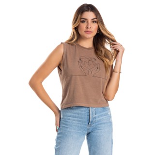 Blusa Regata Feminina Estonada Sem Manga Verão