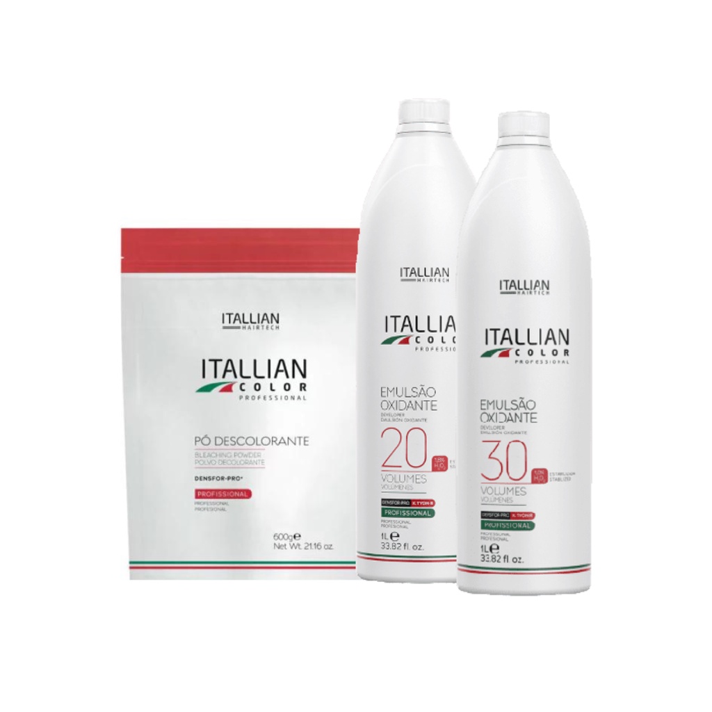 Pó Descolorante Pounch 600g + 02 Oxidante 20 + 30 Volumes Itallian Color