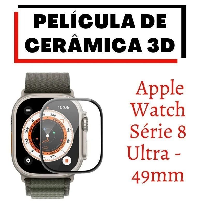 Película de Cerâmica 3D para Relógio Apple Watch Série 8 Ultra 49mm - A Pronta Entrega