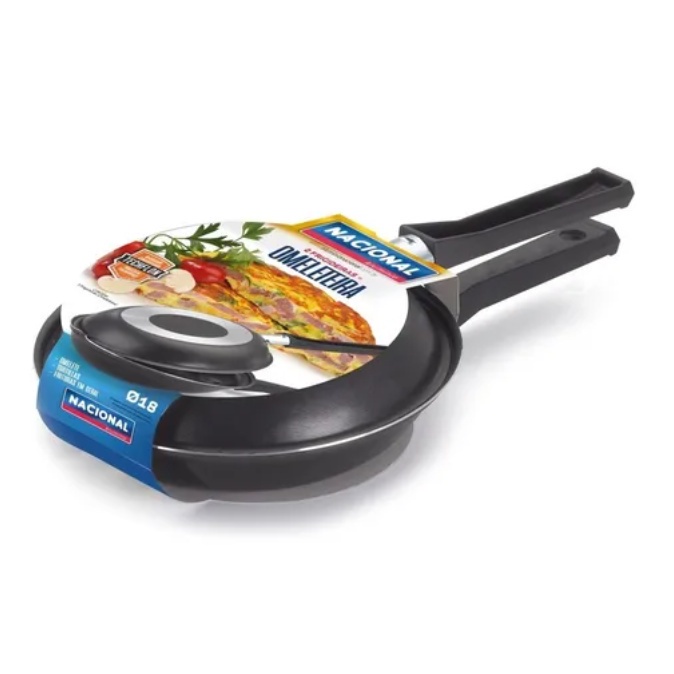 Omeleteira Antiaderente 18 cm Preta Teflon Panquequeira Teflon