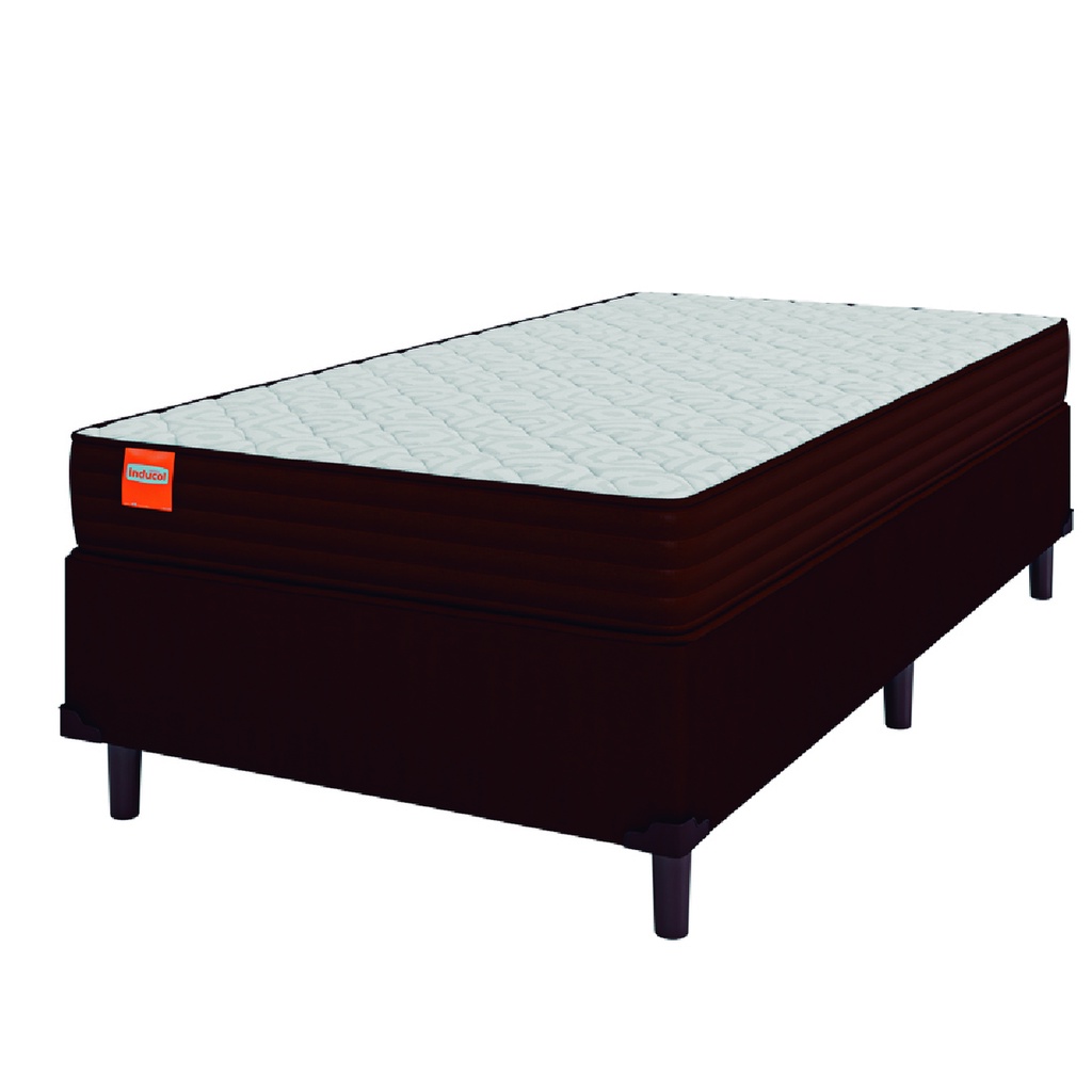 Cama Box Solteiro Colchão Molas Qatar 88x188x60cm Marrom / Branco - Suporta até 200Kg por Pessoa - Home & Living
