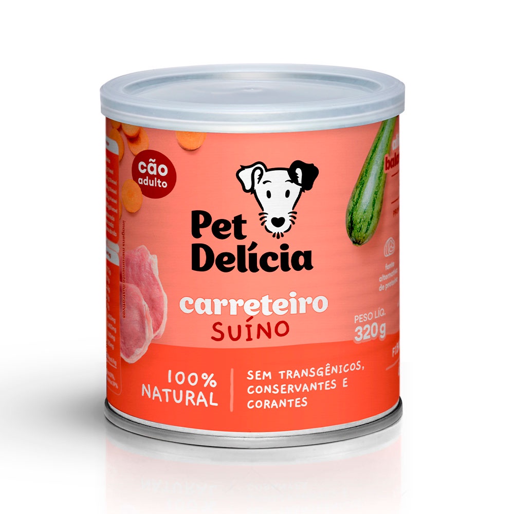 Ração Úmida Para Cães Adultos Pet Delícia Sabor Carreteiro Suíno 320g em Oferta na Shopee