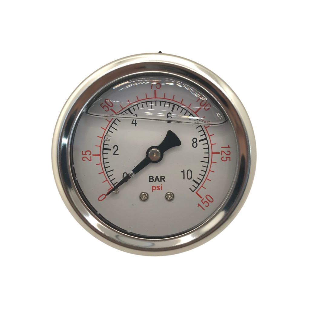 Manômetro Horizontal De Pressão Glicerina Inox 10 Bar 63mm Rosca 1/4