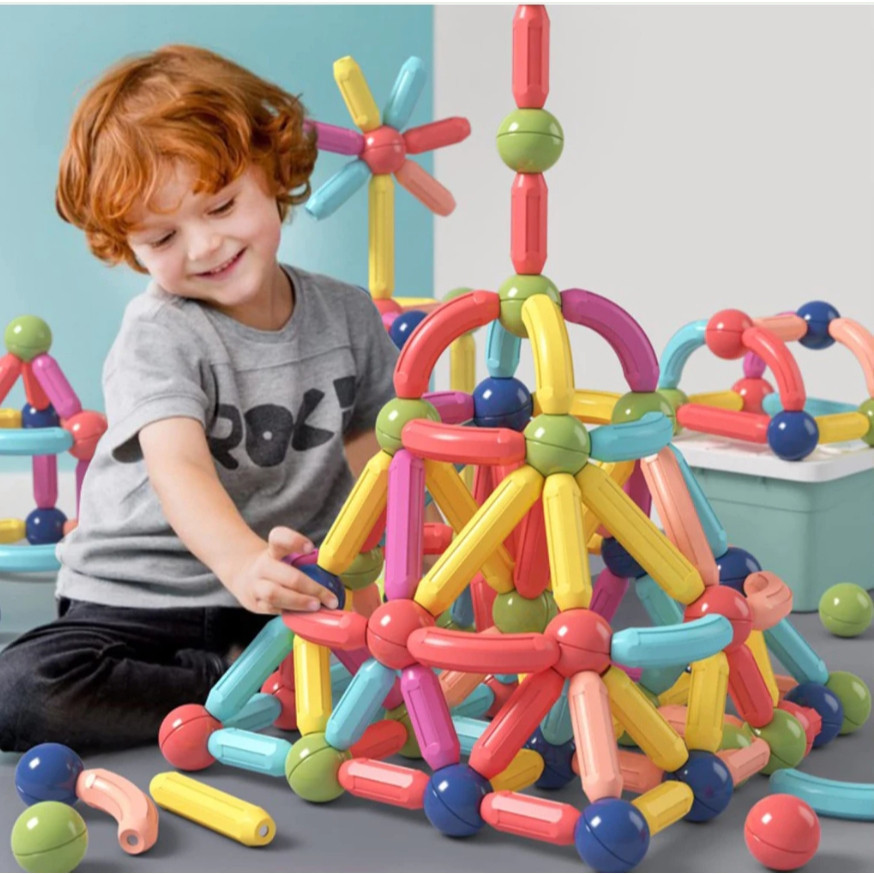 144/128PECAS Blocos De Construção 3d Magnéticos Brinquedo ímã Varas Bolas Jogo Montagem Pa...