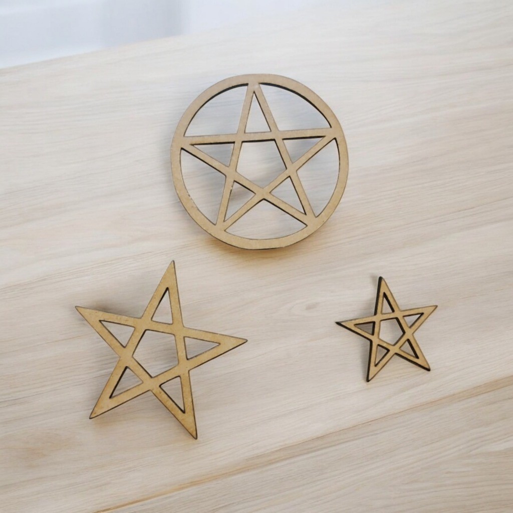 Kit de 3 Apliques Cru em MDF 3mm  Kit Pentagrama, Artesanato, Decoração