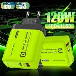 [Destaque] Cabeça De Carregamento De Portas USB C-Carregador Super Rápido De 120 W-Plugue De Parede-Adaptador Alta Veloc