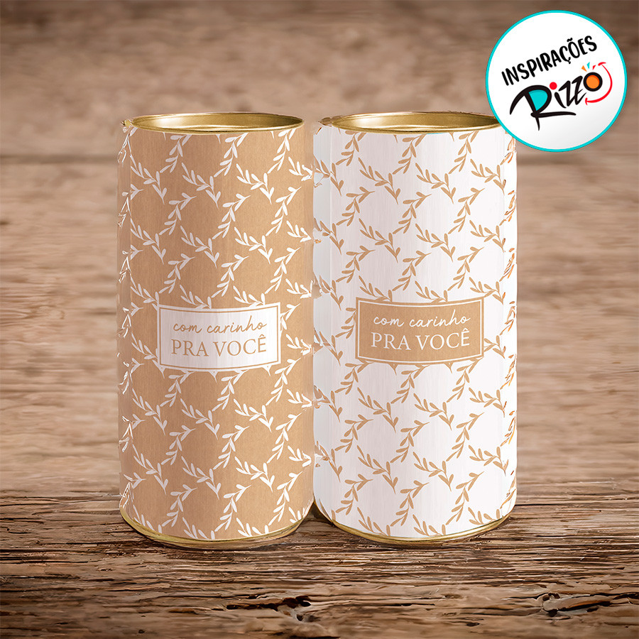 Detalhes do Lata para Presente Rígida - Com Carinho pra Você Branco - 1 unidade - Cromus - Rizzo