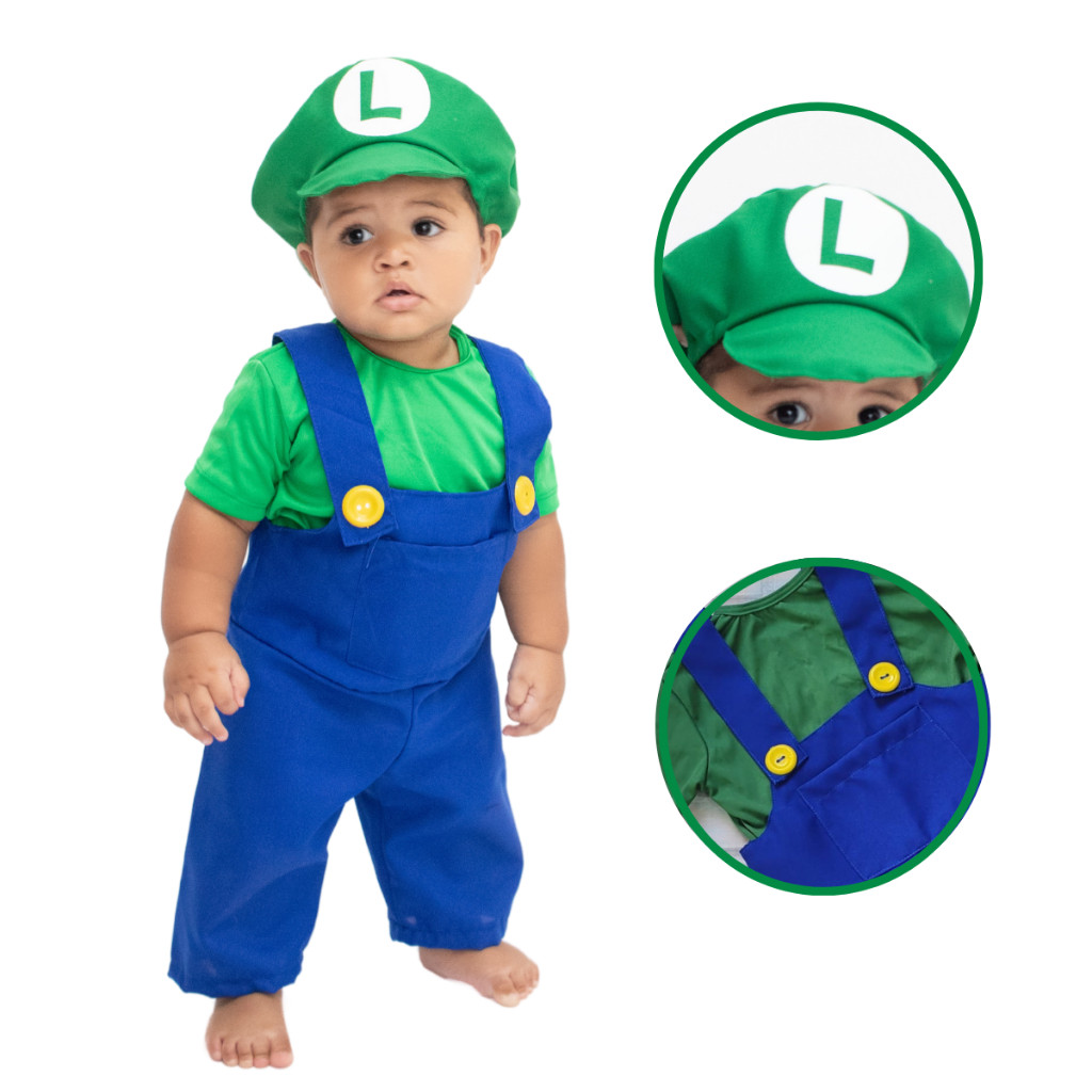 Fantasia Baby Aniversário Encanador Barato Criança+ Boné